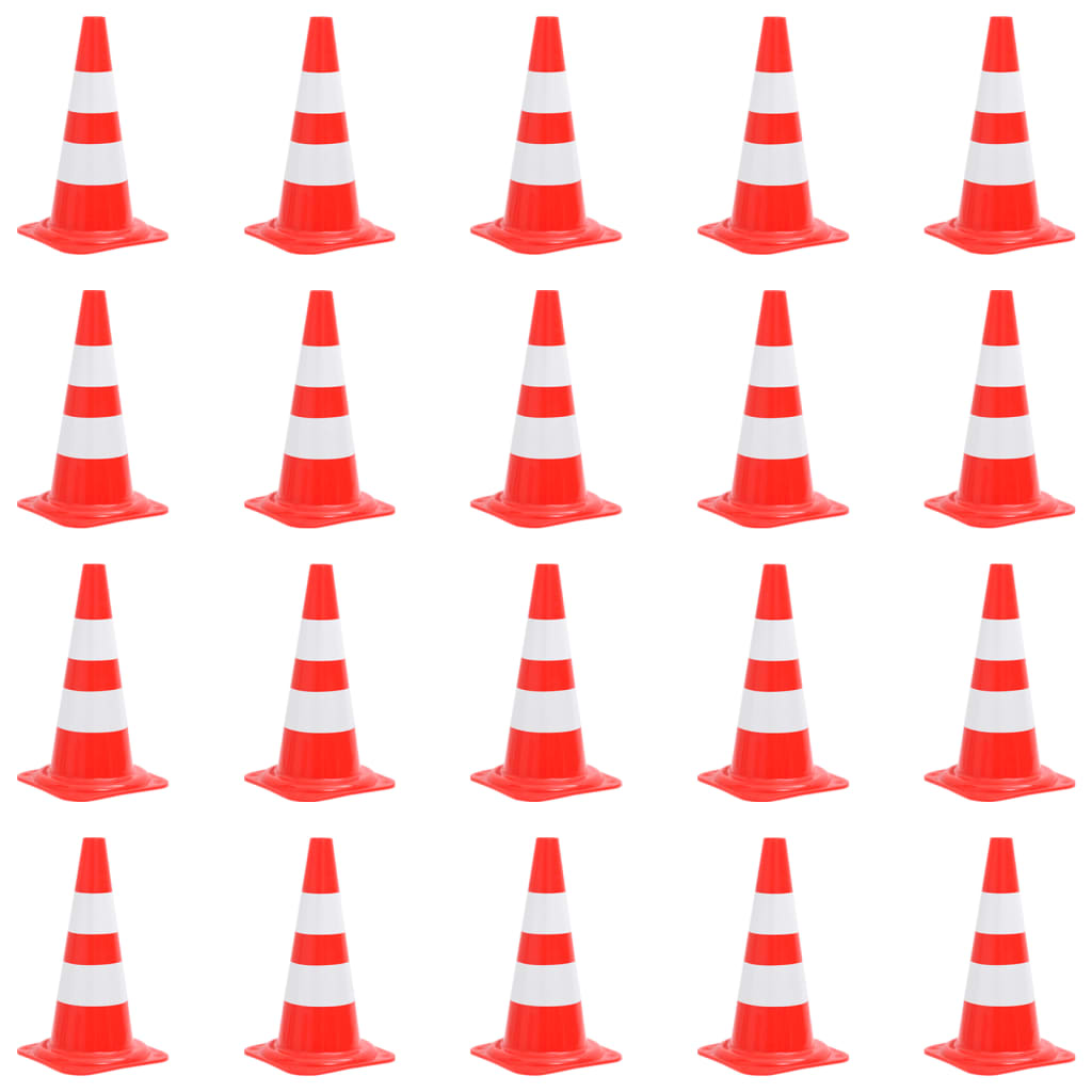 vidaXL Traffic Cone Reflective 50 cm Red and White 10 pcs