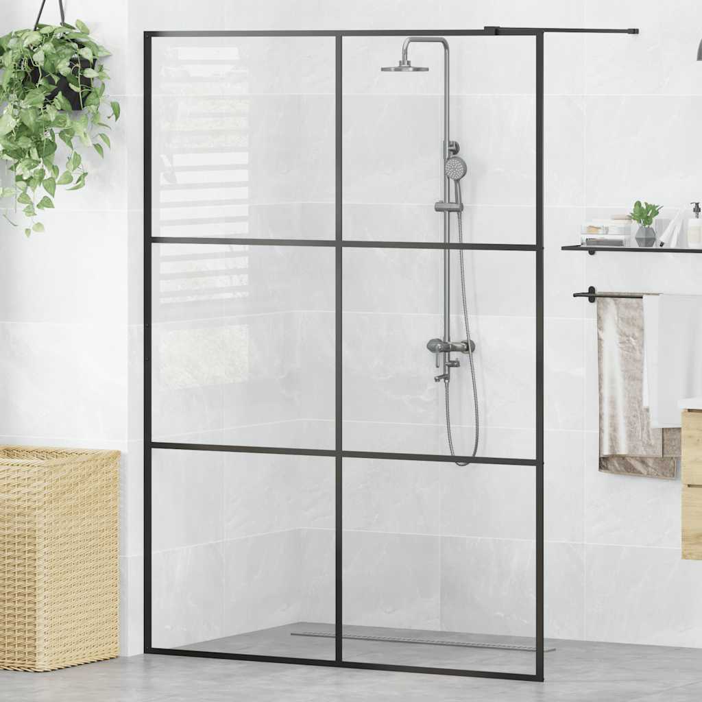 vidaXL Walk-in Shower Screen 80x195 cm ESG Glass Transparent and Black