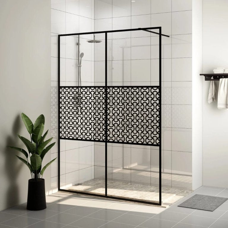 vidaXL Inloopdouchewand 80x195 cm ESG-glas transparant en zwart