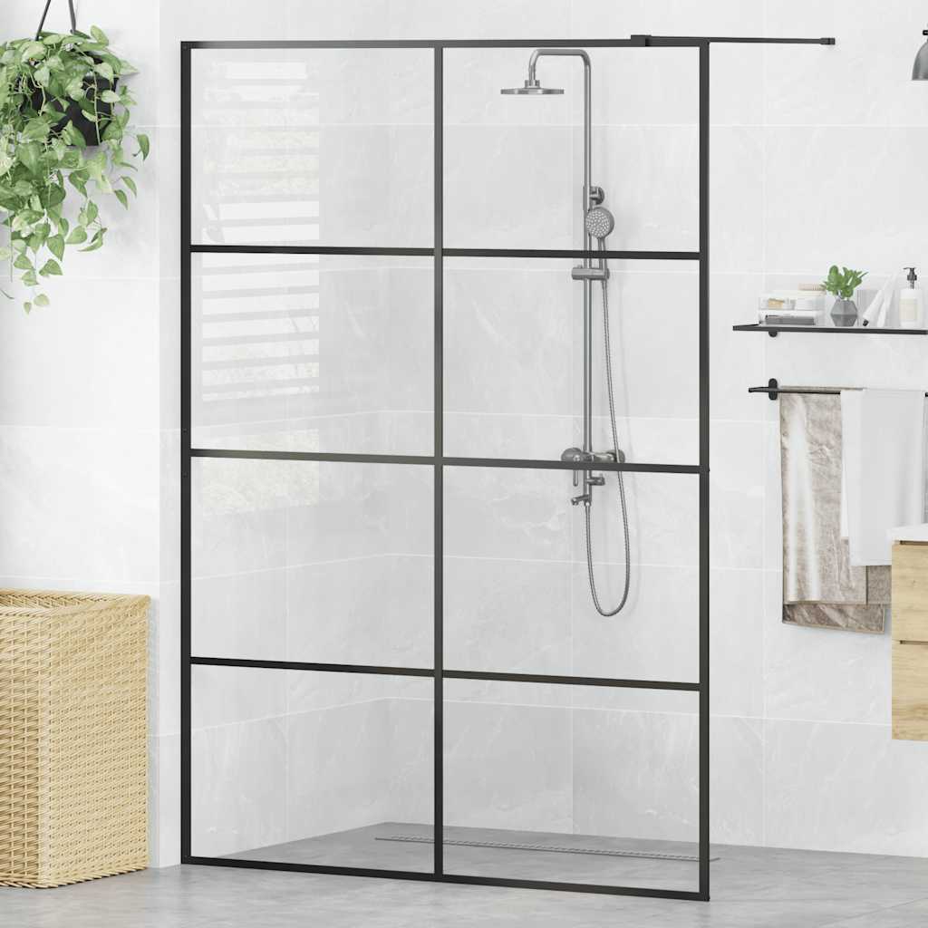 vidaXL Walk-in Shower Screen 80x195 cm ESG Safety Glass Transparent and Black