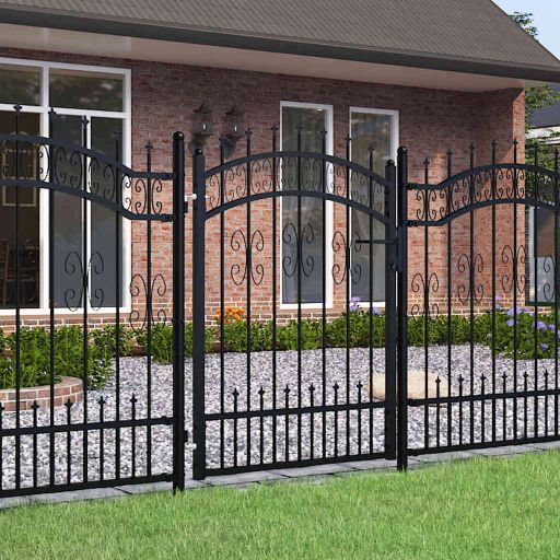 vidaXL Spear Top Garden Gate Black 103x75 cm Powder-Coated Steel