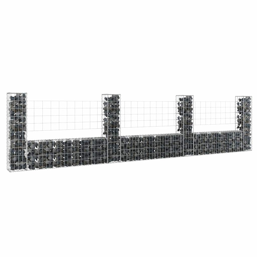 vidaXL Schanskorf U-vormig met 2 palen 140x20x100 cm ijzer