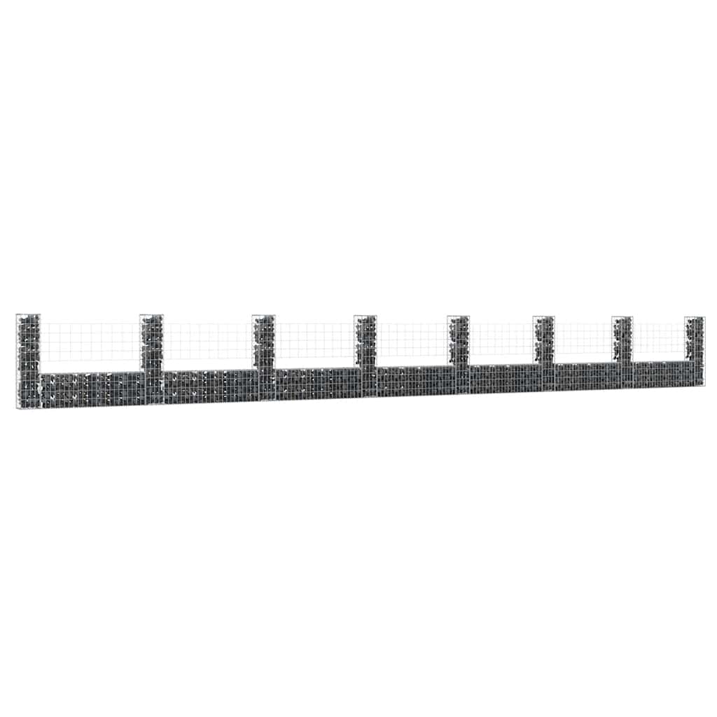 vidaXL Schanskorf U-vormig met 2 palen 140x20x100 cm ijzer