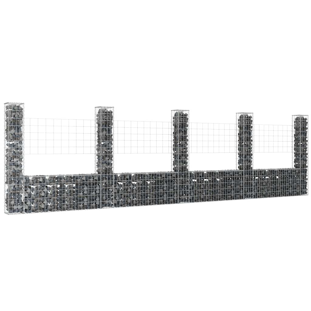 vidaXL Schanskorf U-vormig met 2 palen 140x20x100 cm ijzer