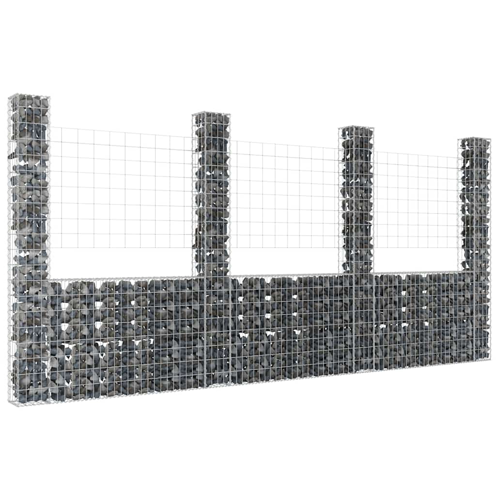 vidaXL Schanskorf U-vormig met 2 palen 140x20x100 cm ijzer