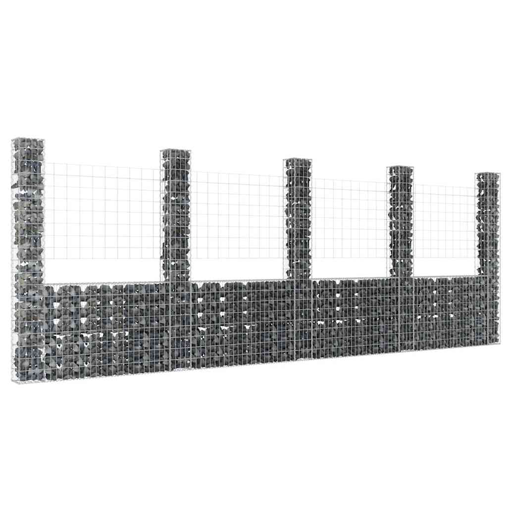 vidaXL Schanskorf U-vormig met 2 palen 140x20x100 cm ijzer