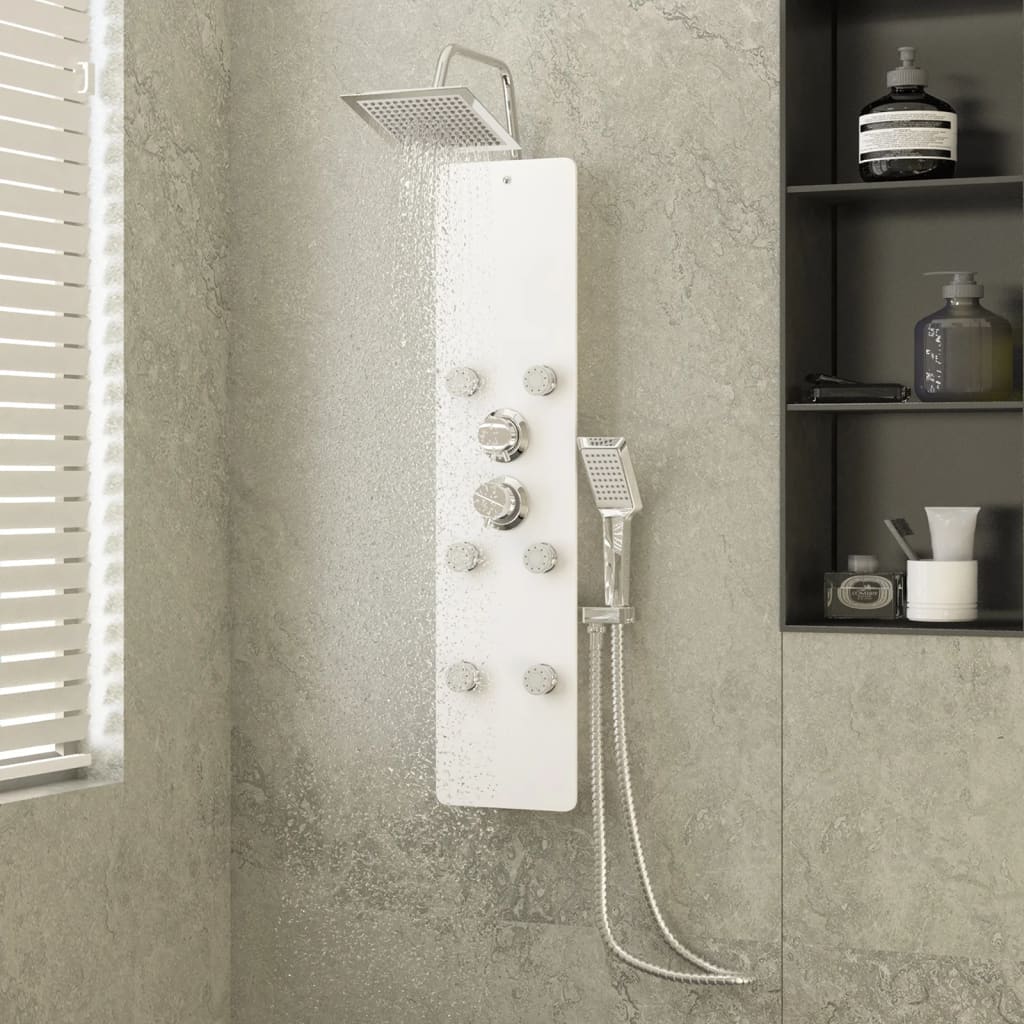 vidaXL Shower Panel 25x47.5x130 cm Glass White
