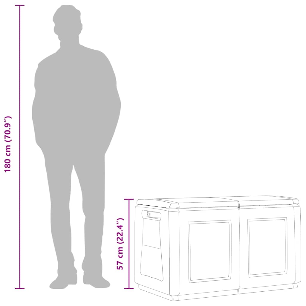 vidaXL Tuinbox 130 L 54x53x57 cm donkergrijs en zwart