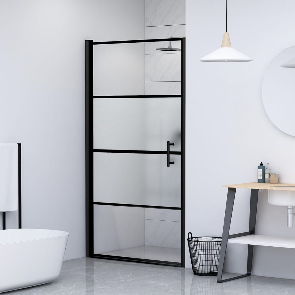 vidaXL Douchedeur 81x195 cm gehard glas zwart