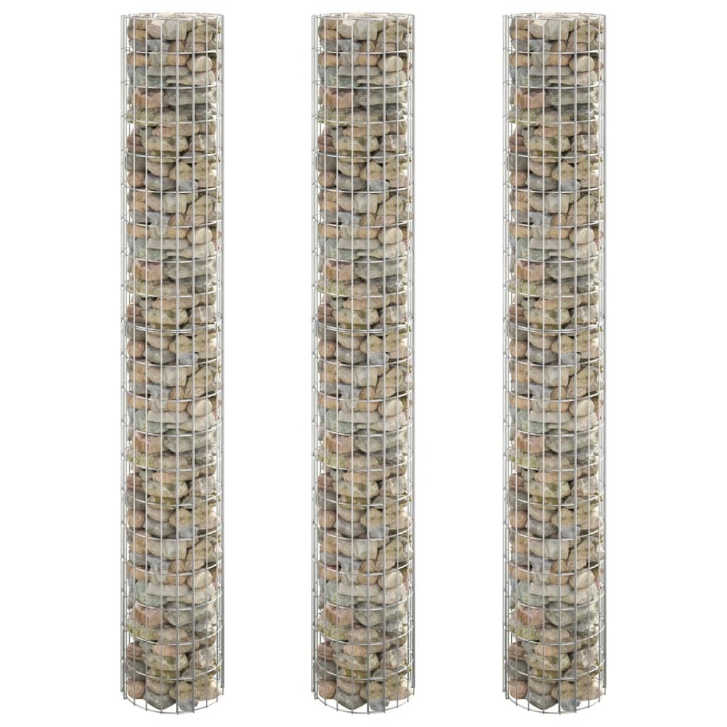 vidaXL Gabion Planters 3 pcs Round Raised Ø30x50 cm Steel