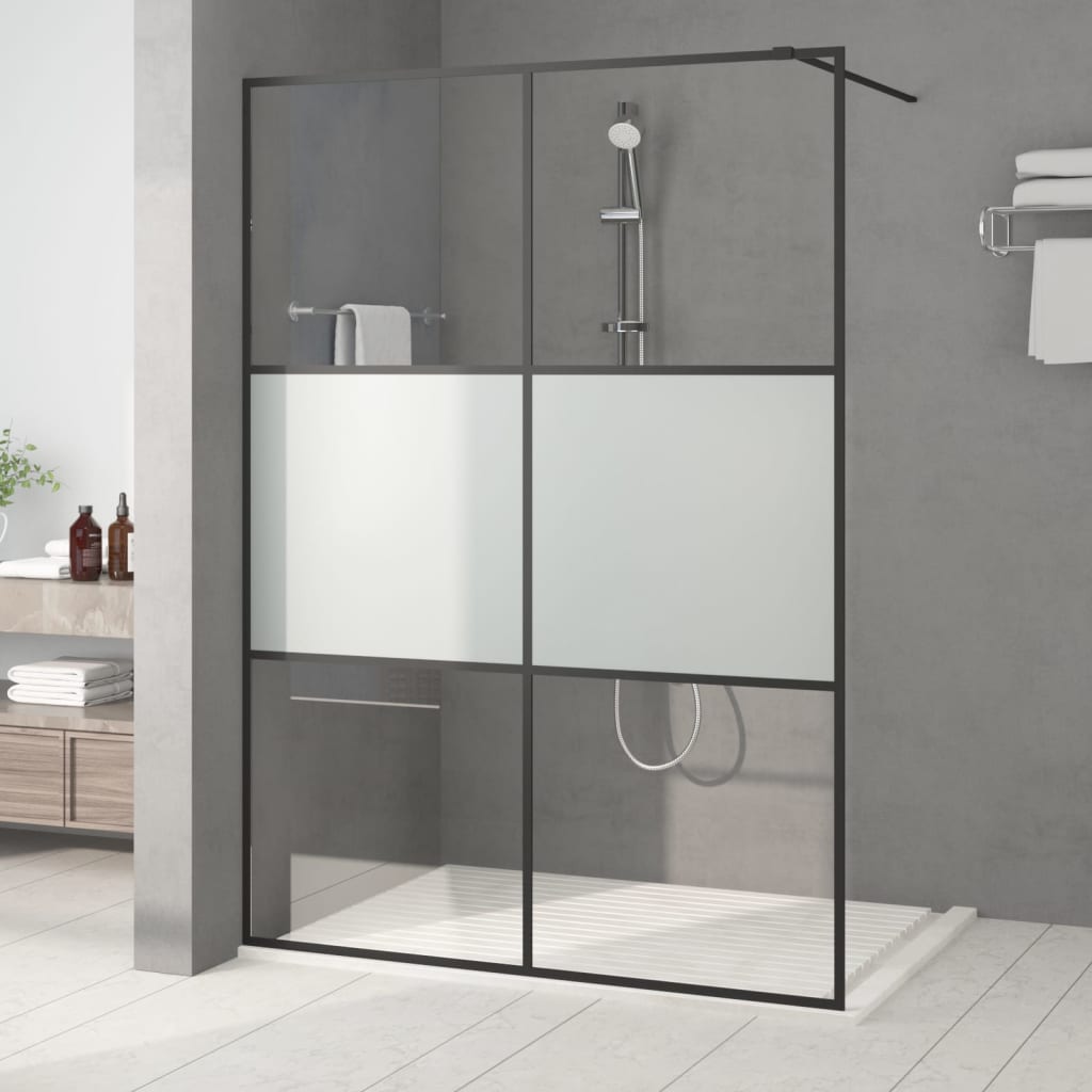 vidaXL Walk-in Shower Screen 80x195 cm ESG Glass Transparent and Black