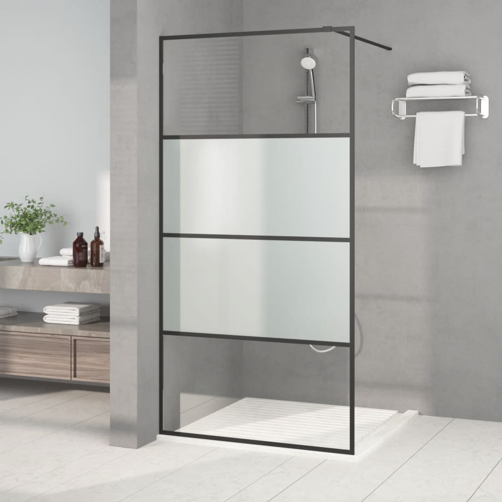 vidaXL Walk-in Shower Screen 80x195 cm ESG Safety Glass Transparent and Black