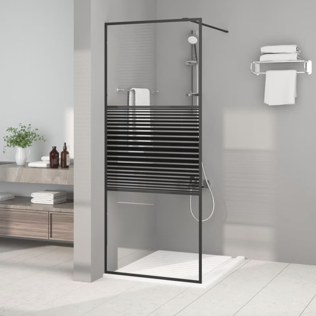 vidaXL Inloopdouchewand 80x195 cm ESG-glas transparant en zwart