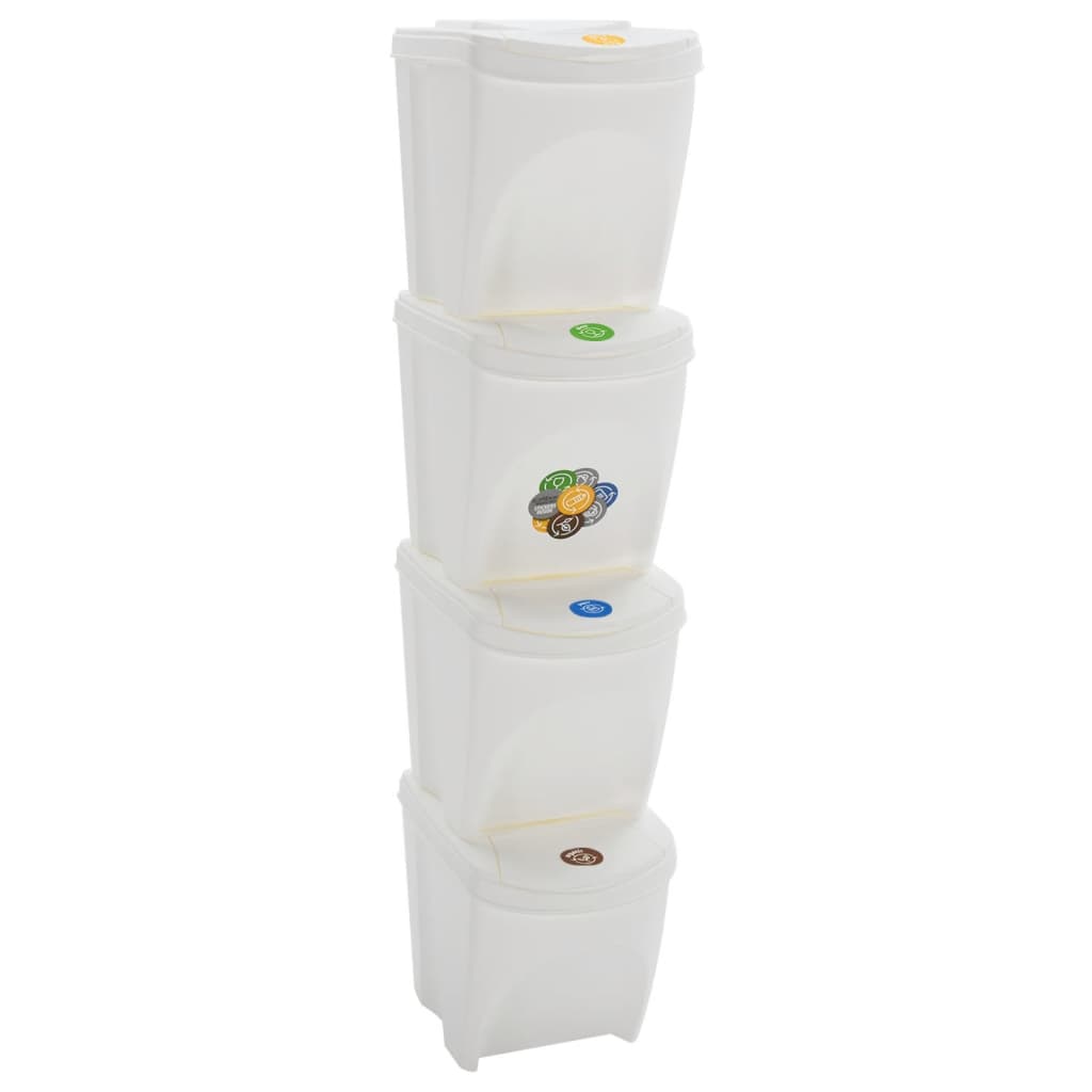 vidaXL Stackable Trash Cans 3 pcs 75 L Polypropylene Grey