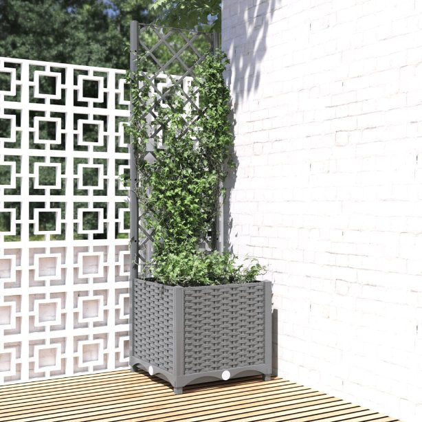 vidaXL Planter with Trellis 40x40x121.5 cm Polypropylene