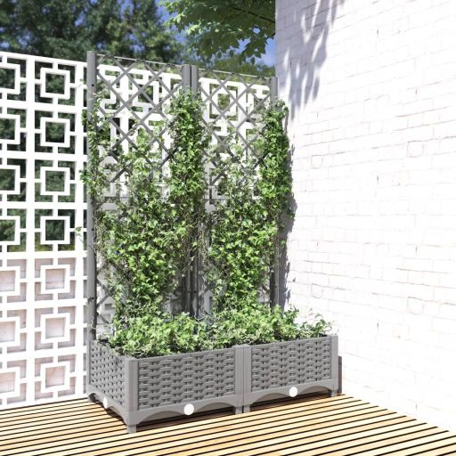 vidaXL Planter with Trellis 40x40x121.5 cm Polypropylene
