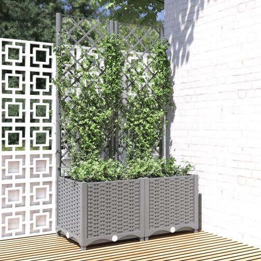 vidaXL Planter with Trellis 40x40x121.5 cm Polypropylene