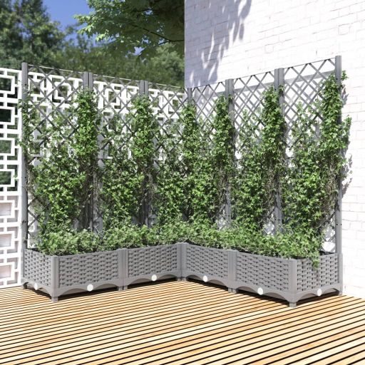 vidaXL Planter with Trellis 40x40x121.5 cm Polypropylene