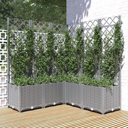 vidaXL Planter with Trellis 40x40x121.5 cm Polypropylene