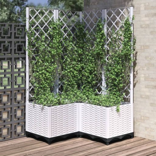 vidaXL Planter with Trellis 40x40x121.5 cm Polypropylene