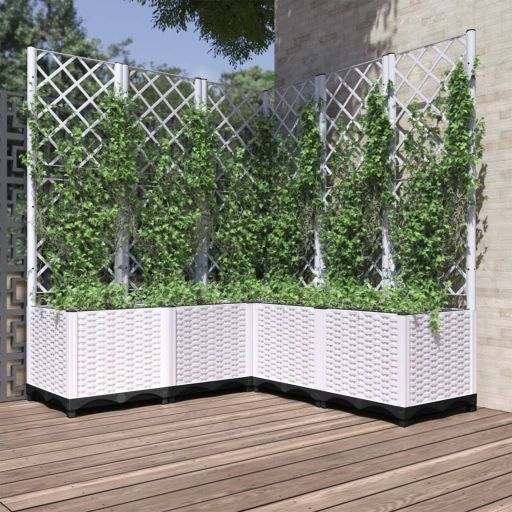 vidaXL Planter with Trellis 40x40x121.5 cm Polypropylene