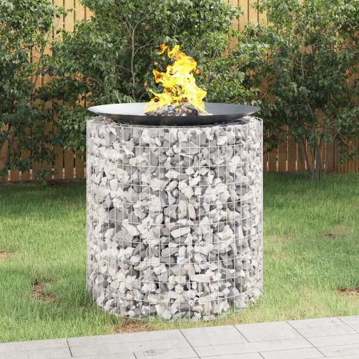 vidaXL Gabion Fire Pit Ø 50 cm Galvanized Iron