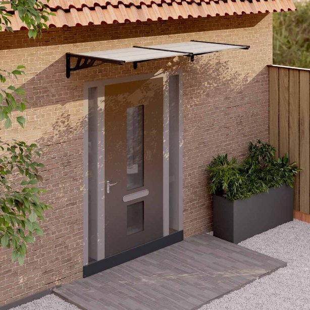 vidaXL Deurluifel 122x90 cm polycarbonaat zwart en transparant