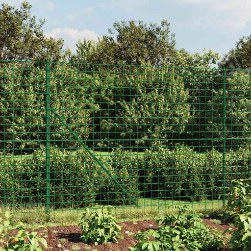 vidaXL Wire Mesh Fence 0.8x10 m Galvanized Steel Green