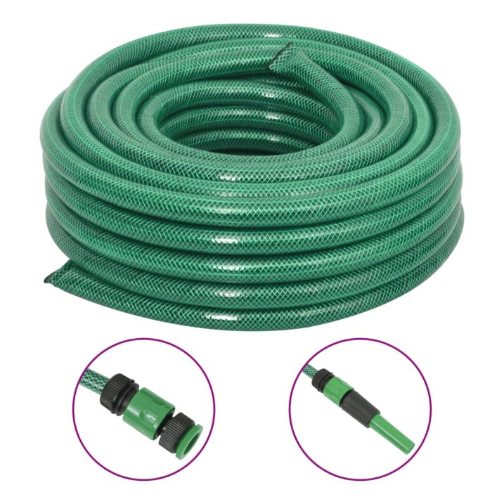 vidaXL Garden Hose with Coupling Set 0.5'' 10 m PVC Green