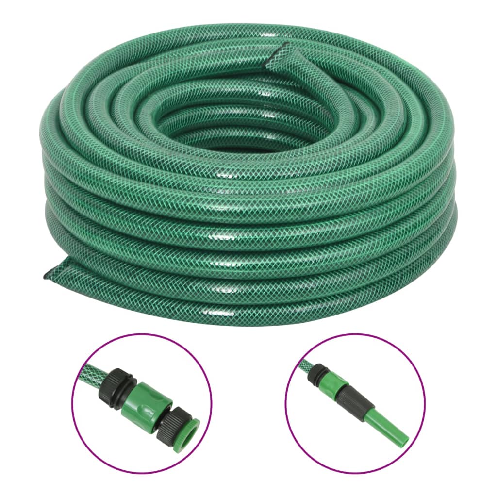 vidaXL Garden Hose with Coupling Set 0.5'' 10 m PVC Green
