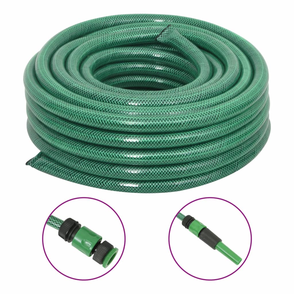 vidaXL Garden Hose with Coupling Set 0.5'' 10 m PVC Green