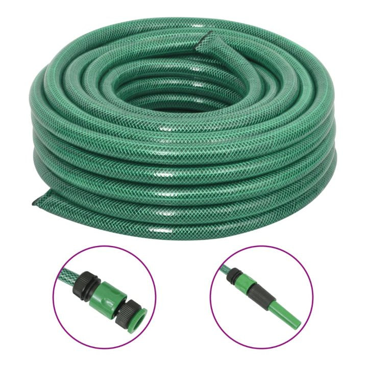 vidaXL Garden Hose with Coupling Set 0.5'' 10 m PVC Green