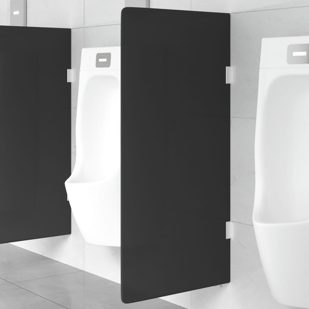 vidaXL Urinal Divider Wall-Mounted 90x40 cm Tempered Glass Black