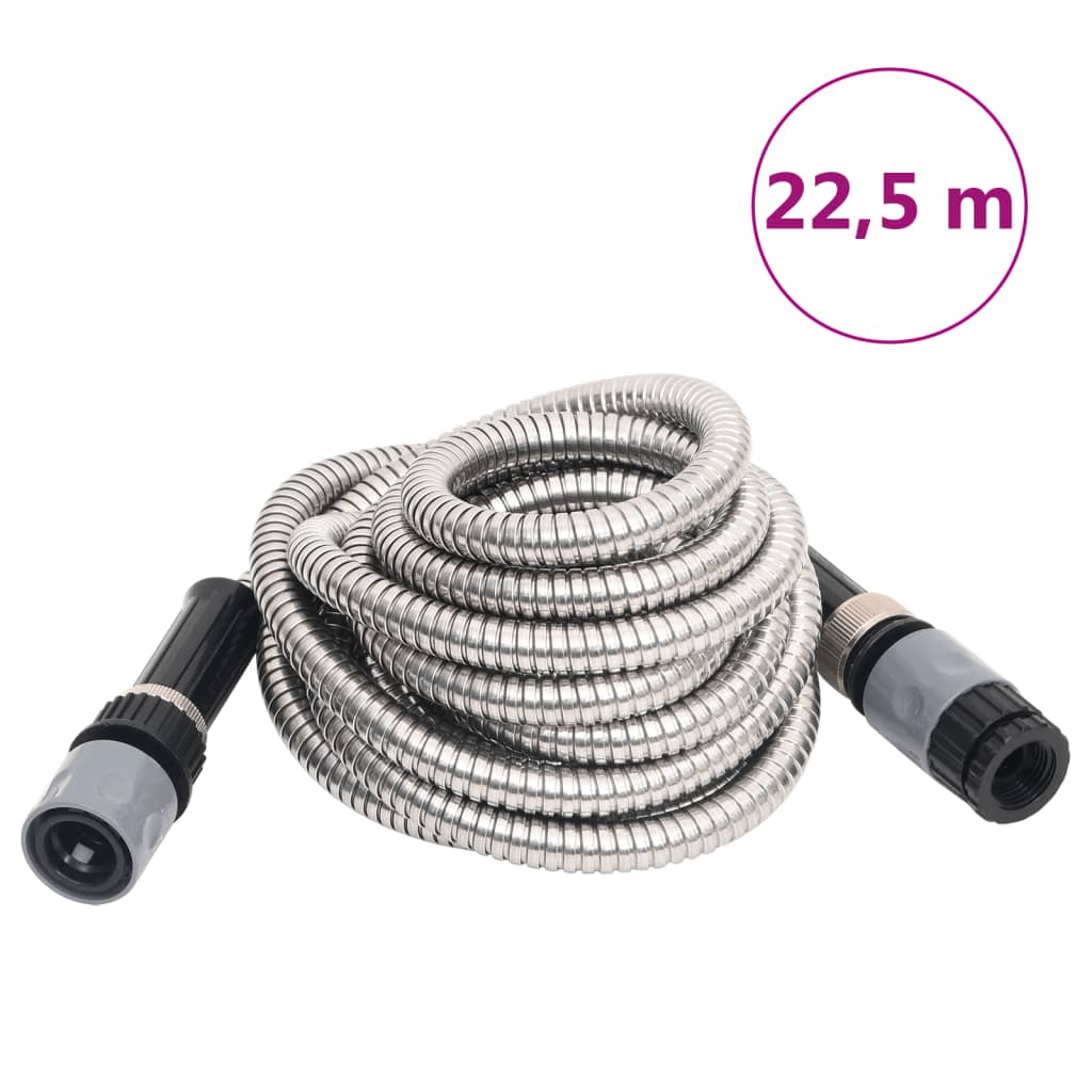 vidaXL Garden hose with spray gun 0.6'' 7.5 m stainless steel silver