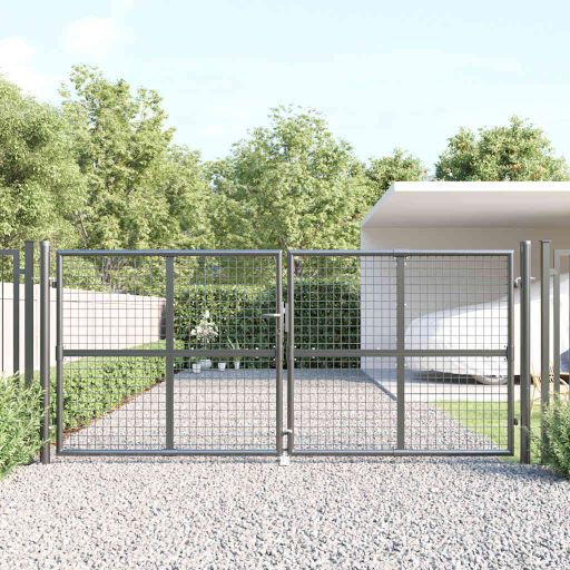 vidaXL Garden Mesh Fence 300x125 cm Galvanized Steel Anthracite