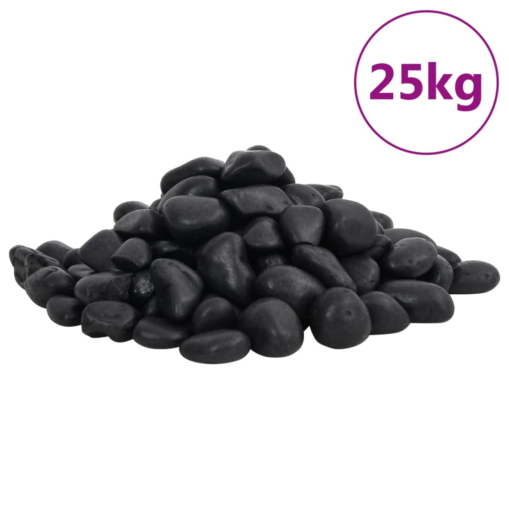 vidaXL Polished Pebbles 2-5 cm 10 kg Black