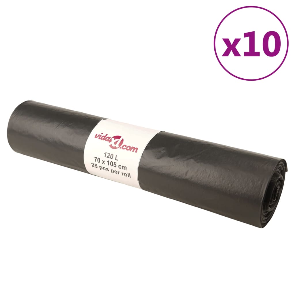 vidaXL Rubbish Bags 250 pcs 35 L black