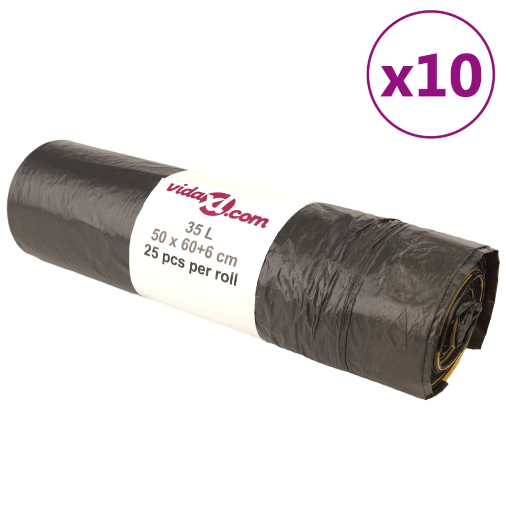 vidaXL Rubbish Bags 250 pcs 35 L black