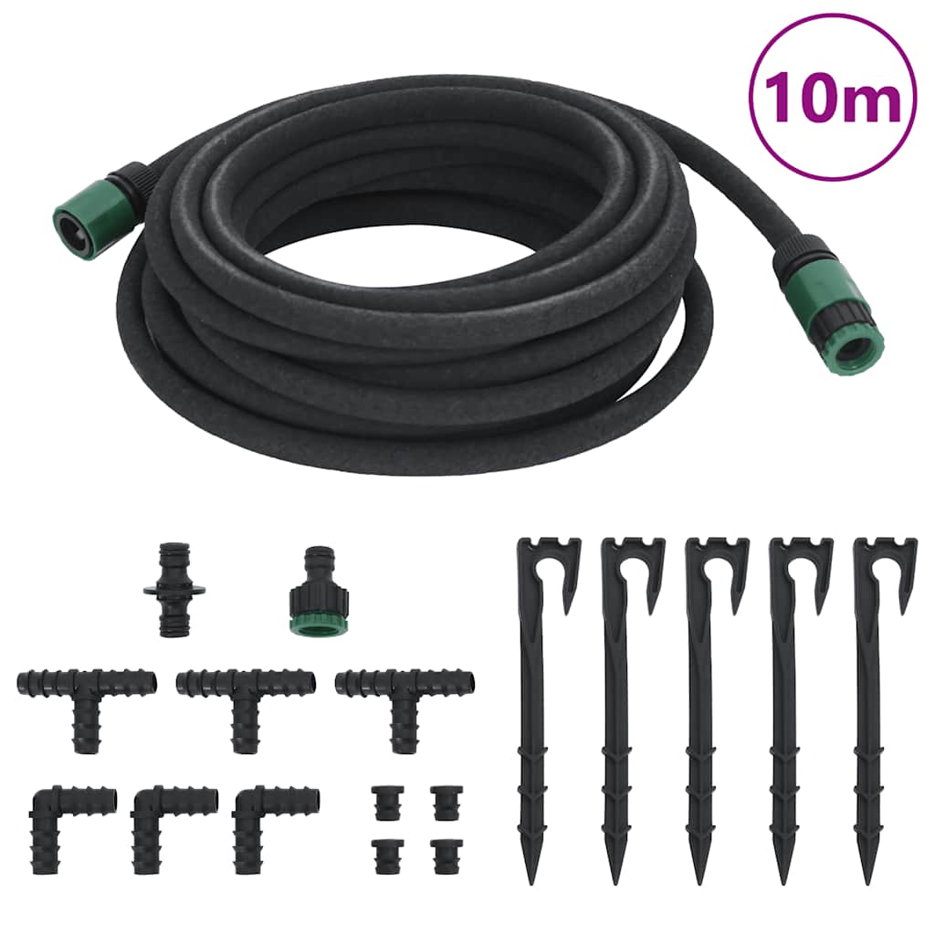 vidaXL Drip Hose 0.6'' 10 m Rubber Black