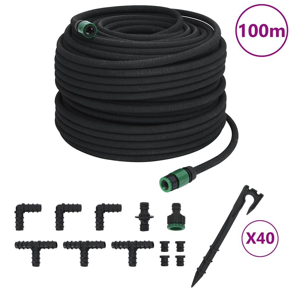 vidaXL Drip Hose 0.6'' 10 m Rubber Black