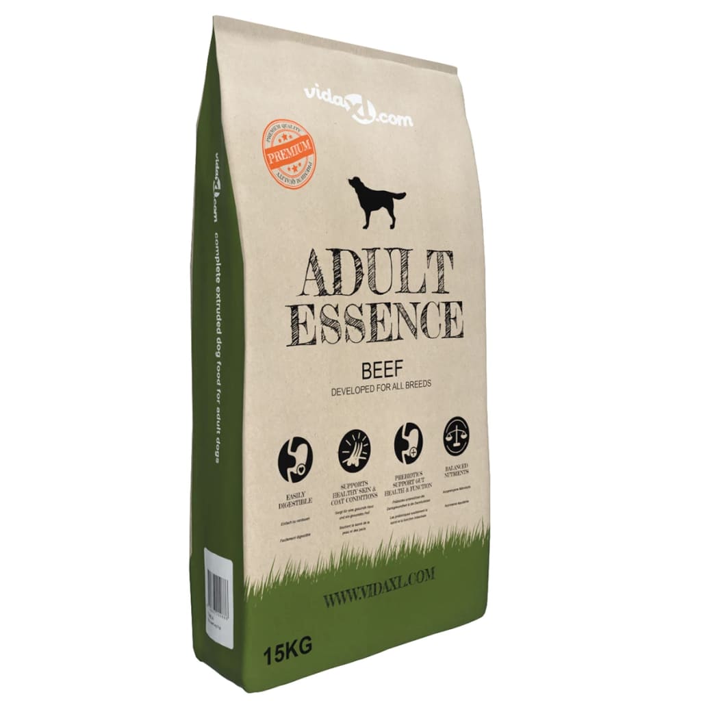 vidaXL Premium Dog Food Dry Adult Essence Beef 15 kg