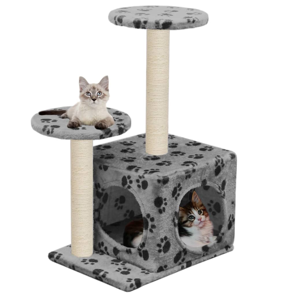 vidaXL Cat Scratching Post with Sisal Scratching Poles 60 cm Grey