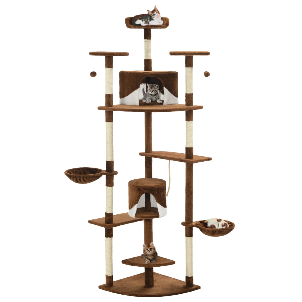 vidaXL Cat Tree with Sisal Scratching Posts 203 cm Beige and White