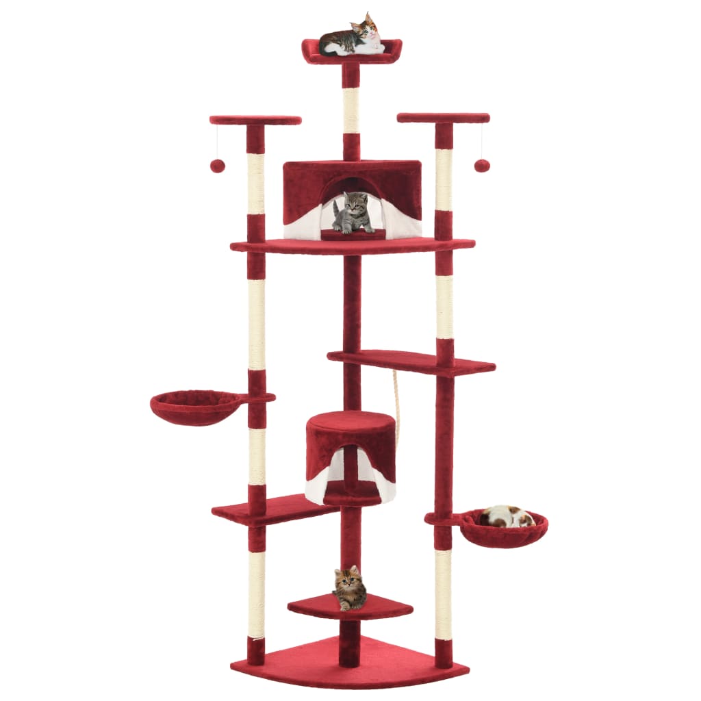 vidaXL Cat Tree with Sisal Scratching Posts 203 cm Beige and White