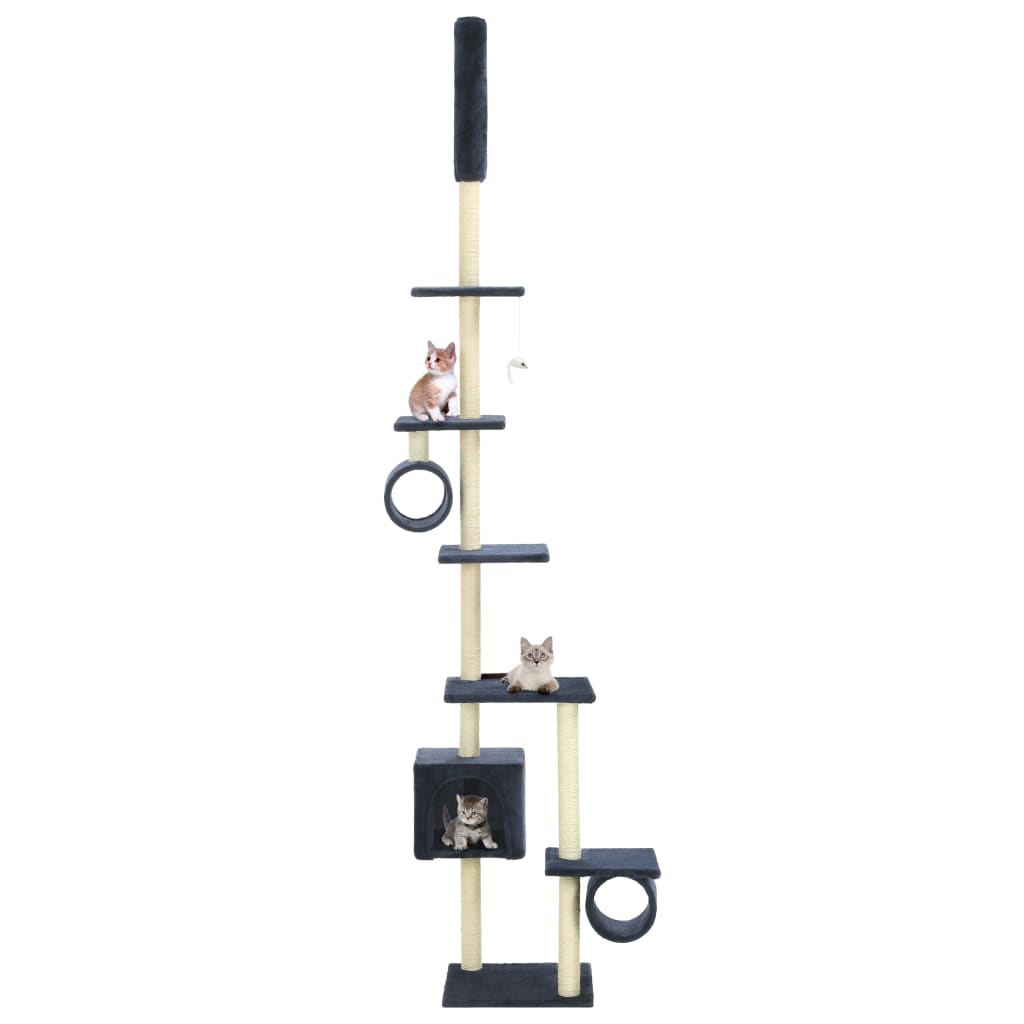 vidaXL Cat Scratching Post with Sisal Scratching Poles 260 cm Grey