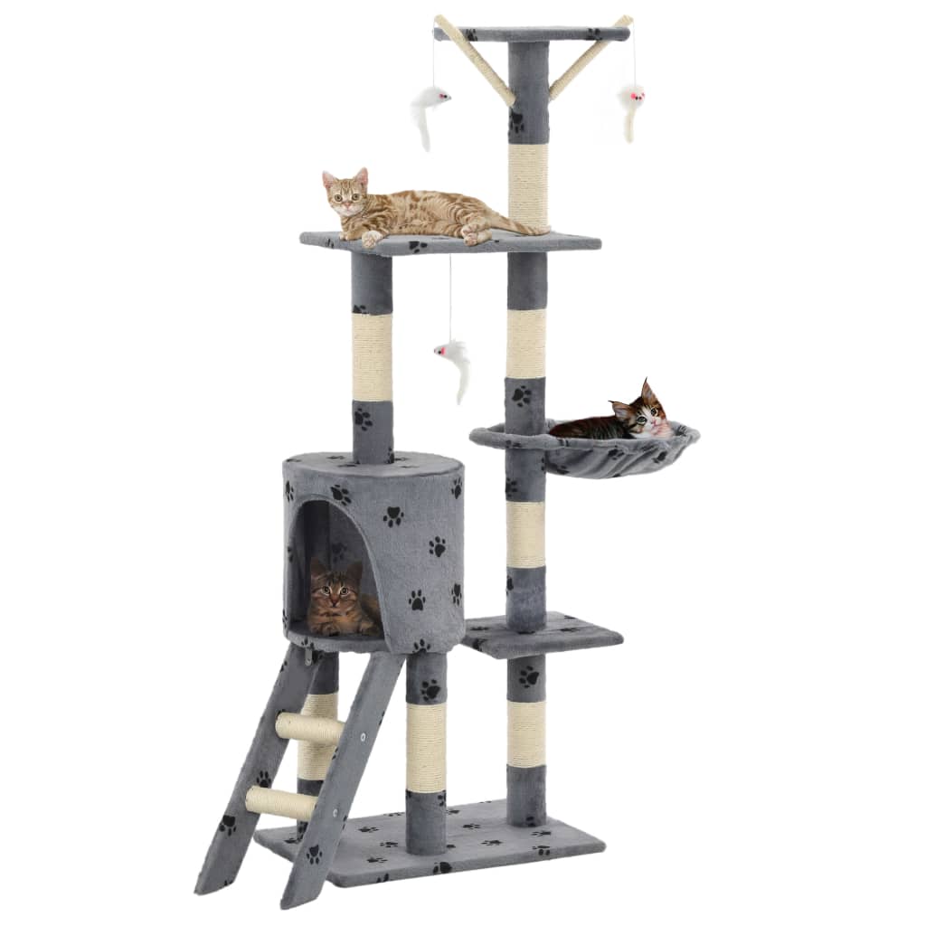 vidaXL Cat Tree with Sisal Scratching Posts 138 cm Grey