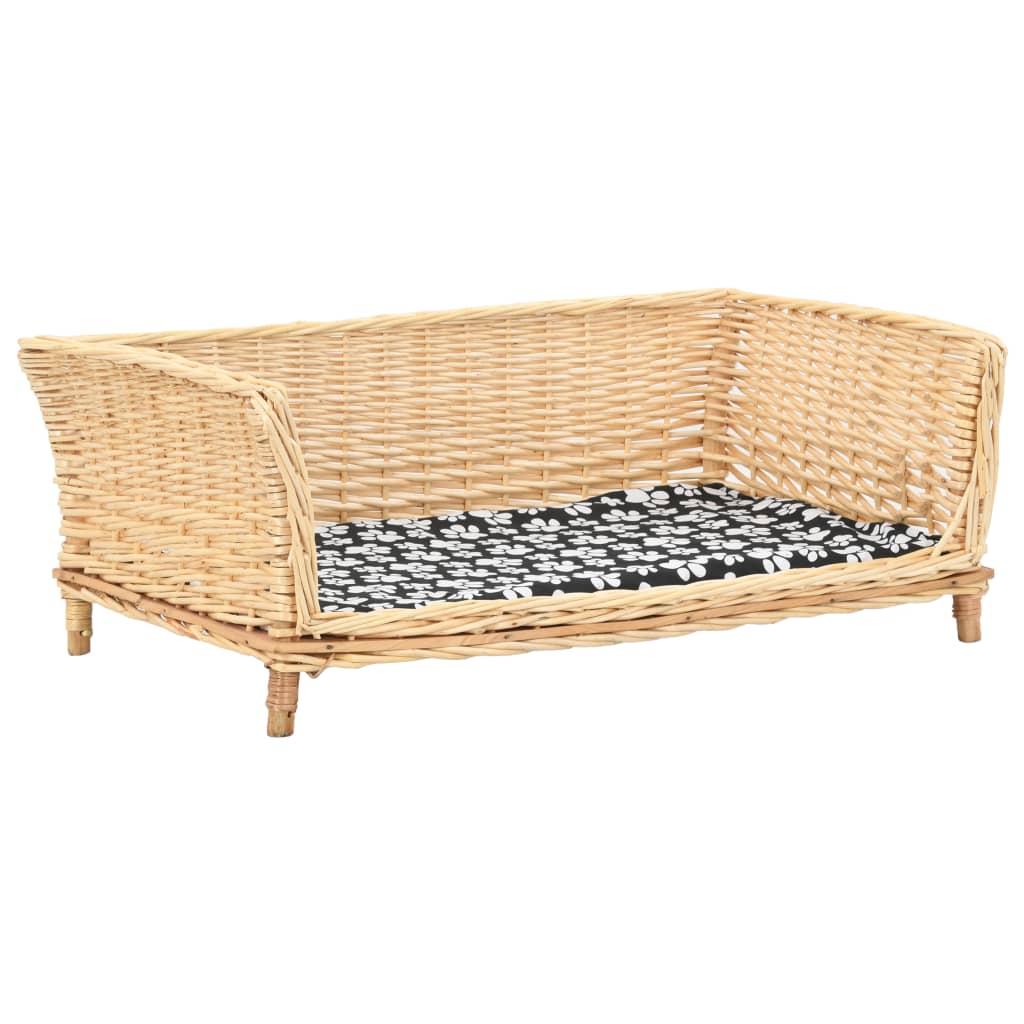 vidaXL Hondenmand met kussen 50x33x30 cm natuurlijk wilgen