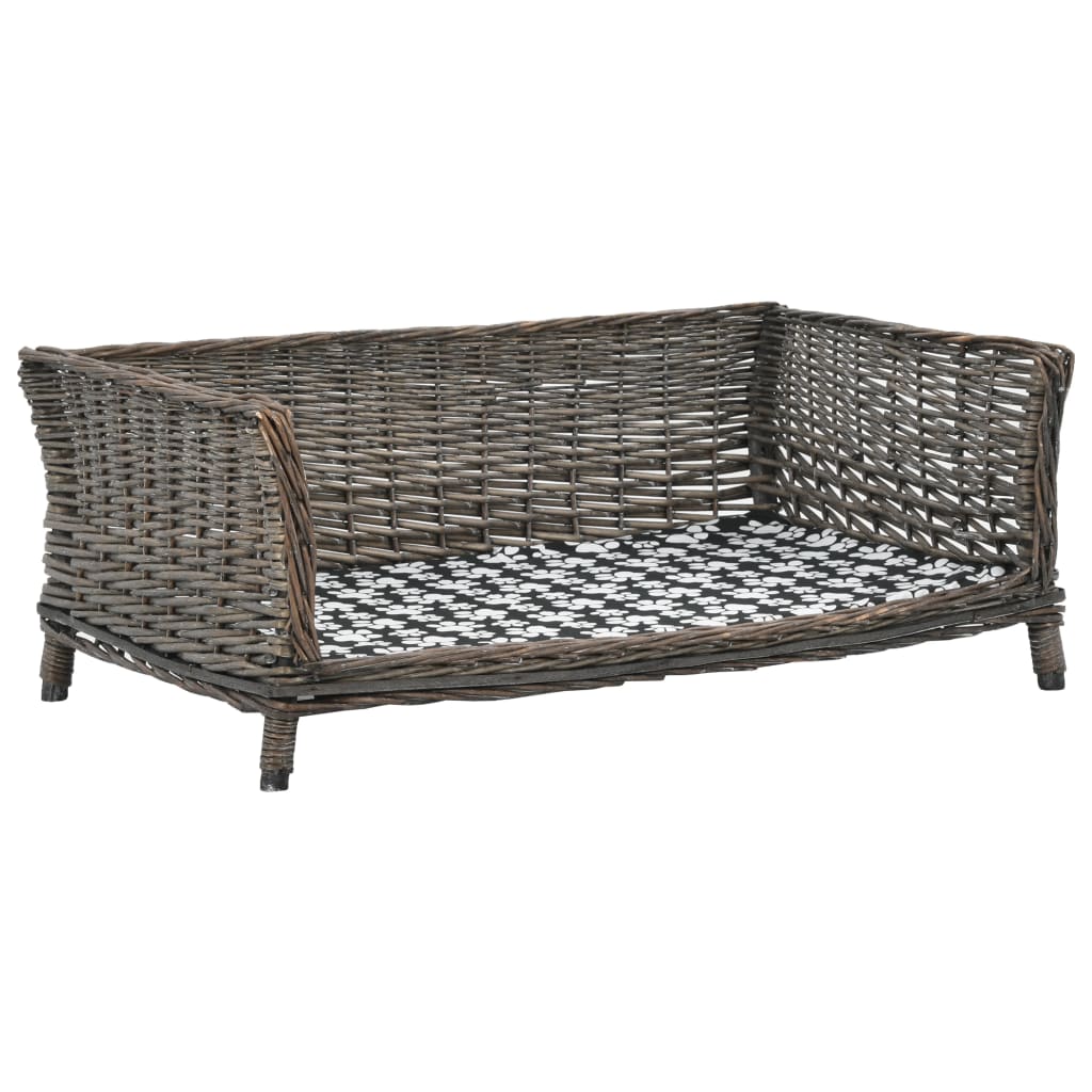 vidaXL Hondenmand met kussen 50x33x30 cm natuurlijk wilgen