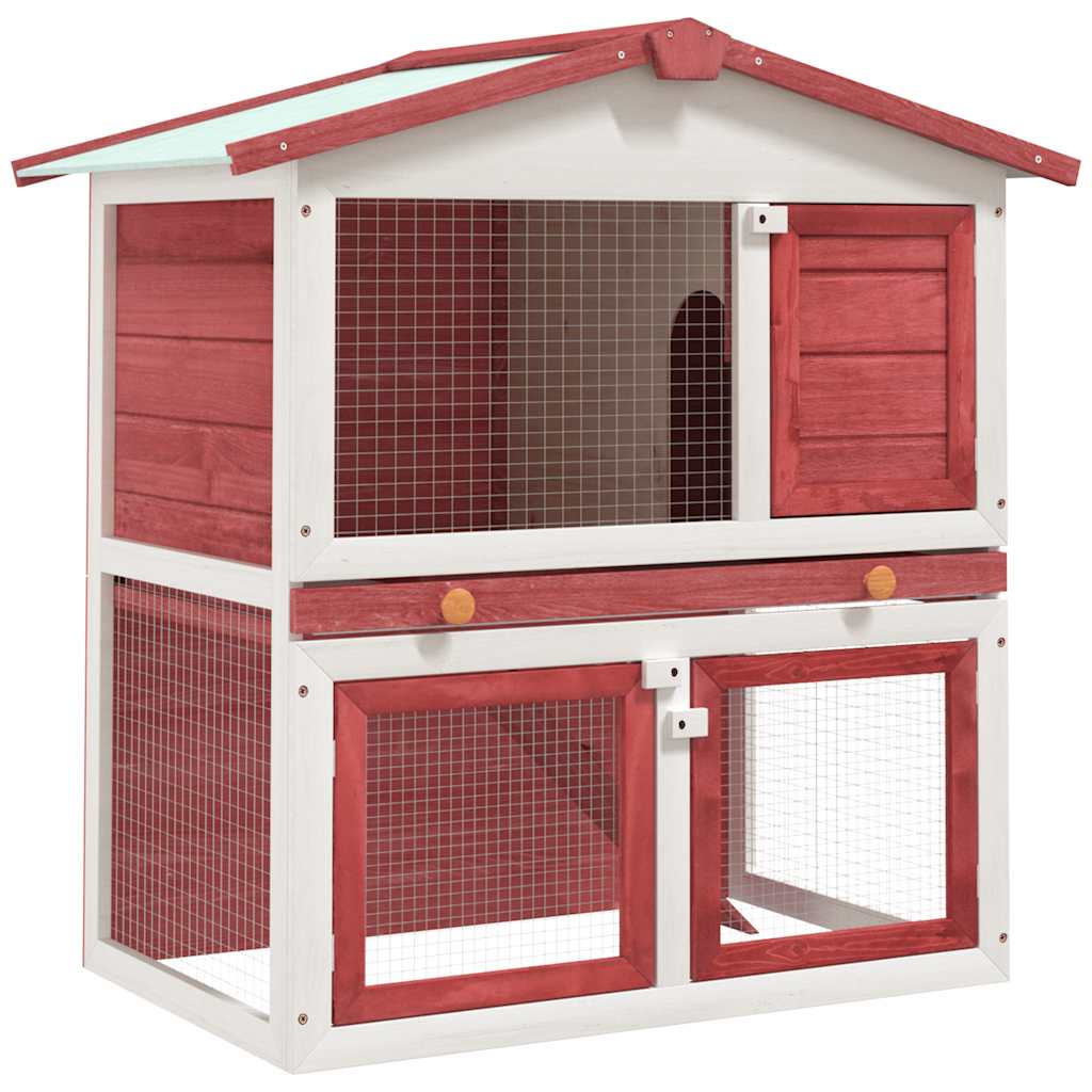 vidaXL Outdoor Rabbit Hutch with 3 Doors Wood