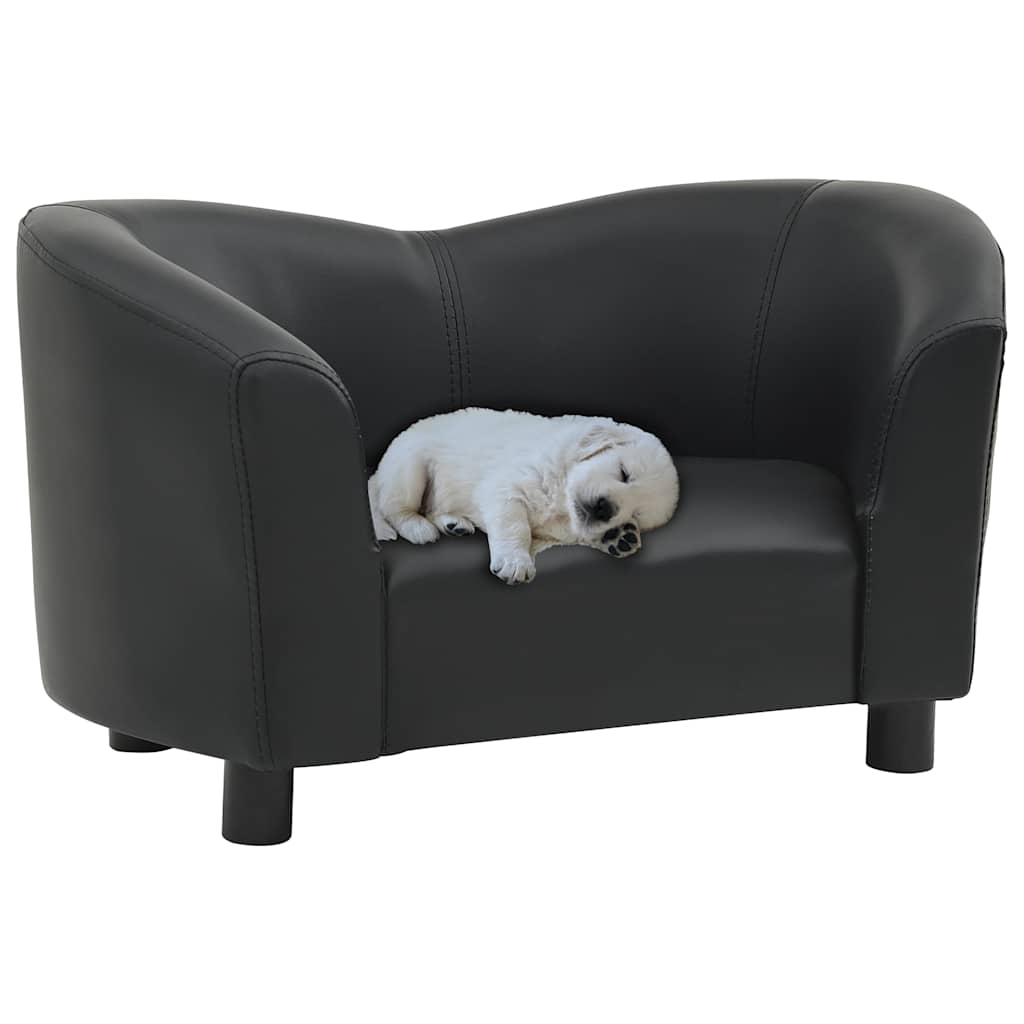 vidaXL Dog Sofa 67x41x39 cm Faux Leather Black